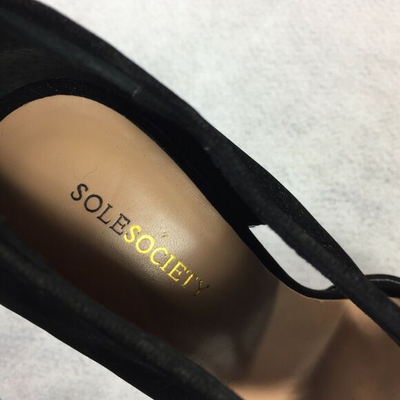Sole Society Pamelina High Heels Size 6.5 7 Black Open Toe Sandals Ankle Cuff - Picture 7 of 11